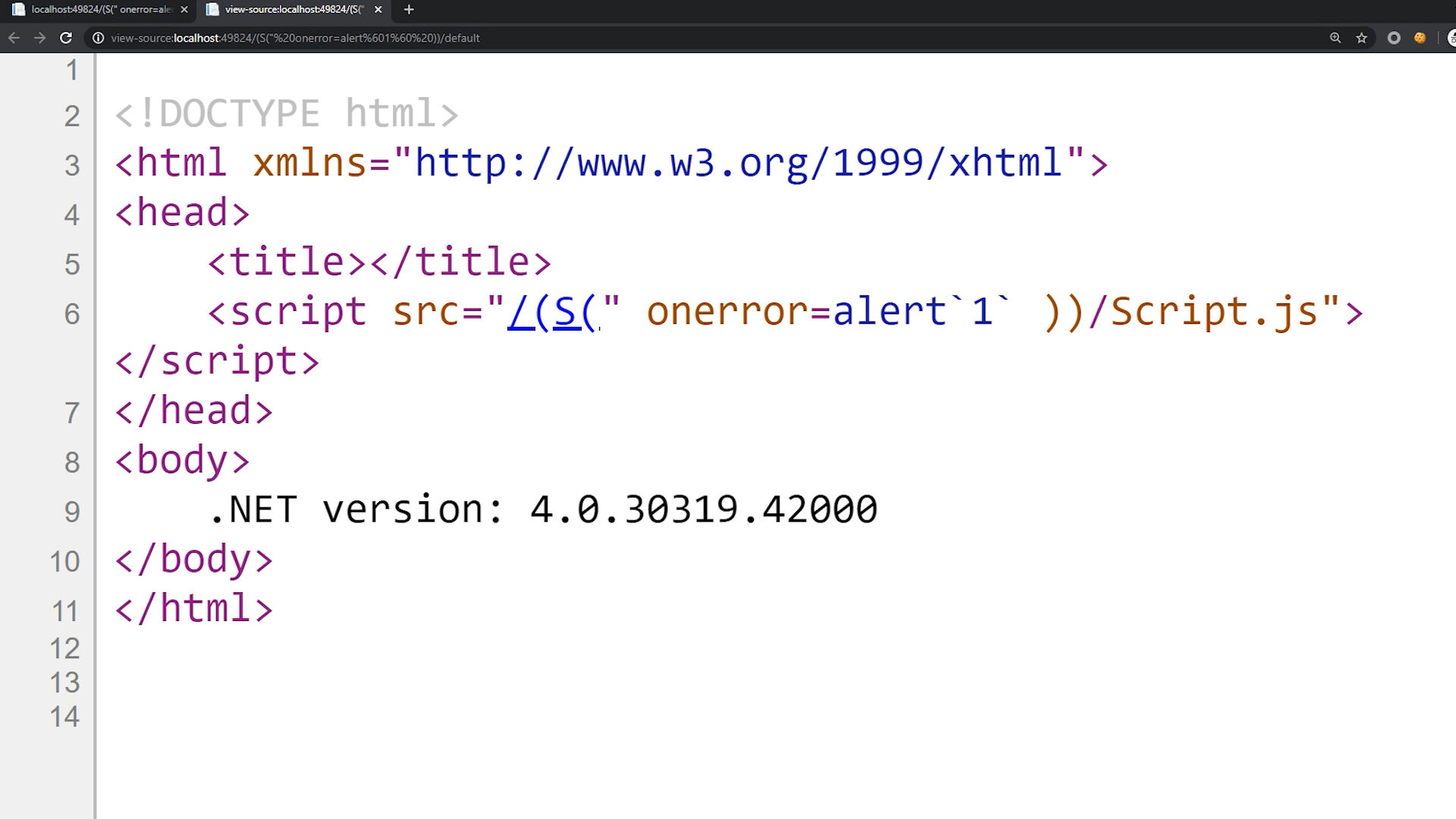XSS w kodzie źródłowym